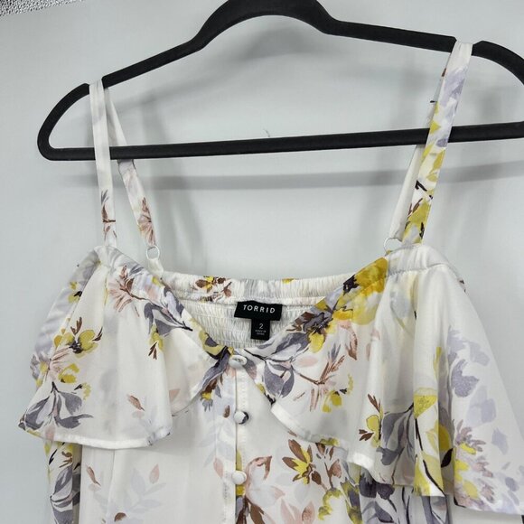 Torrid Georgette Ruffle Cold Shoulder Blouse woman's plus size 2 2x - Picture 2 of 13